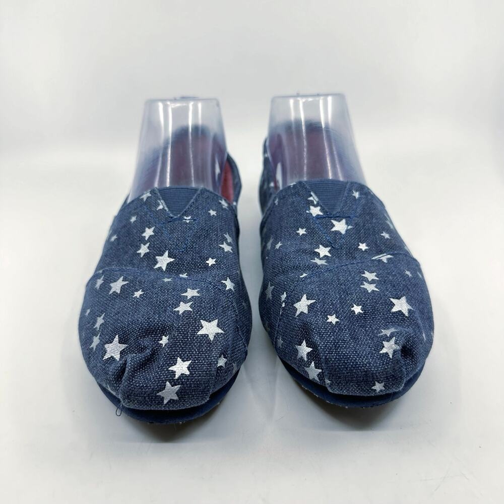 TOMS Navy/White Star Print Slip-On Women's US9 UK7 Loafers Shoes Flats Round Toe - Picture 2 of 7